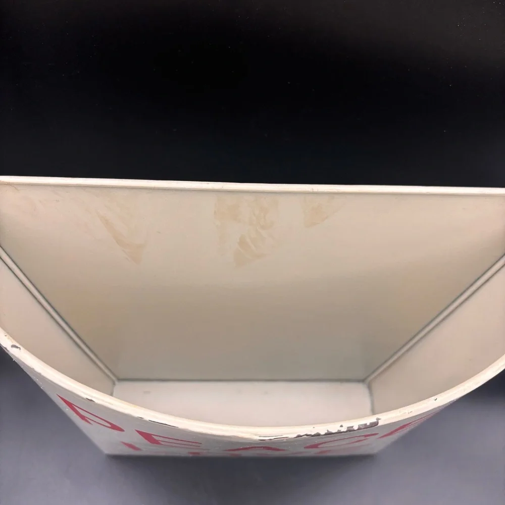 Kirklands Wall Door Bucket Metal‎ Peace Love Joy Christmas Holiday White Red